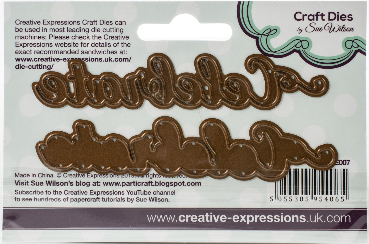 Creative Expressions Craft Dies By Sue Wilson - Noble Sentiments- Celebrate