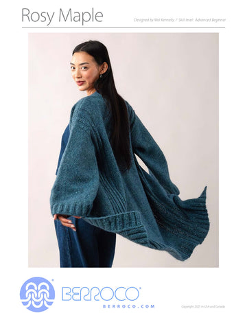 Rosy Maple Cardigan in Berroco Millstone Tweed and Aerial - Downloadable PDF