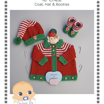 Mistletoe Coat, Elf hat & Booties baby knitting pattern