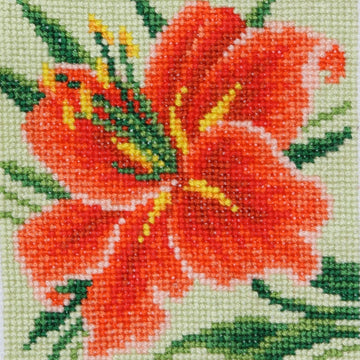VDV Lily Beaded Printed Embroidery Kit - 12cm x 12cm