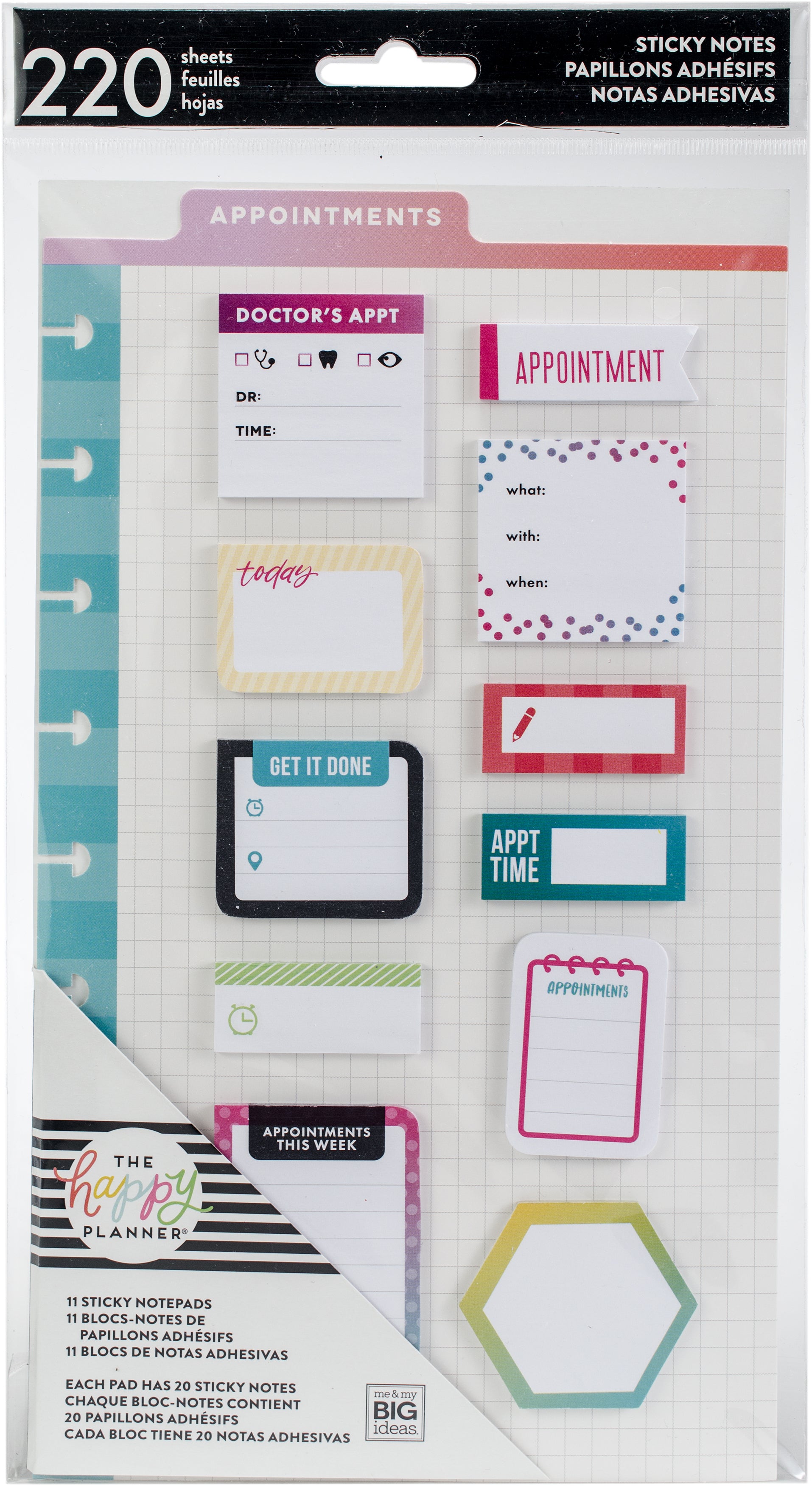 Happy Planner Sticky Notes 220/Pkg - Appointments-Classic, 11 Designs/20 Each
