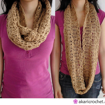 Sandglass crochet infinity scarf by Akari mc_ C06