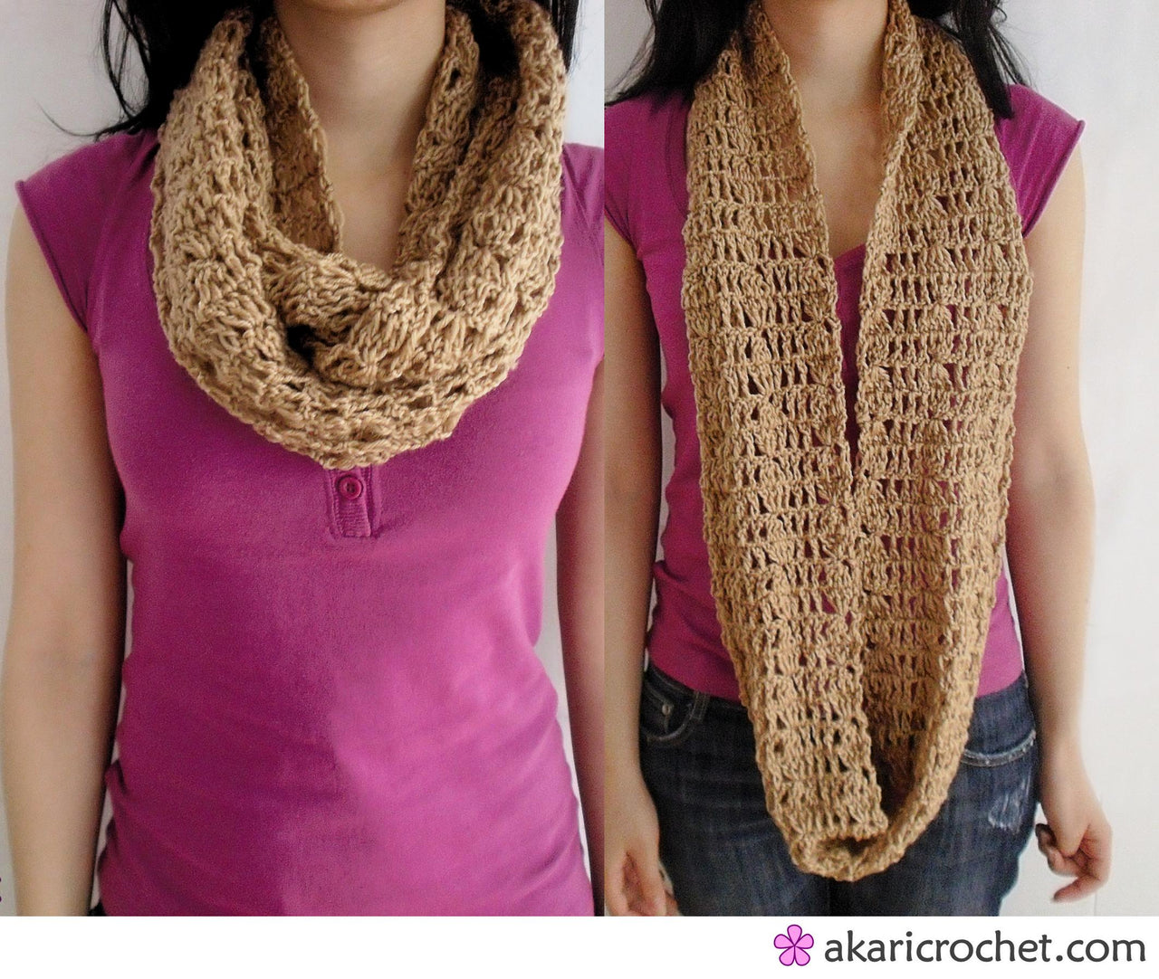 Sandglass crochet infinity scarf by Akari mc_ C06