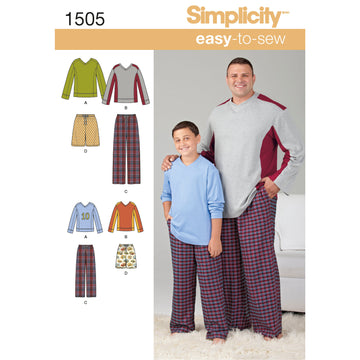 Simplicity Husky Boys' & Big & Tall Men's Tops and Trousers 1505 - Paper Pattern, Size A (S - L / 1XL - 5XL)