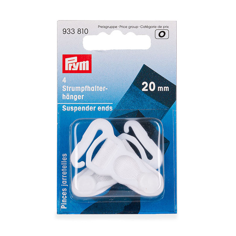 Prym 20mm White Suspender Ends
