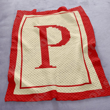 Initial Letter P Baby Shower Blanket C2C CROCHET PATTERN