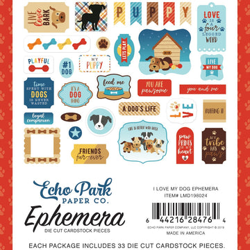 Echo Park Paper Echo Park Cardstock Ephemera 33/Pkg - Icons, I Love My Dog