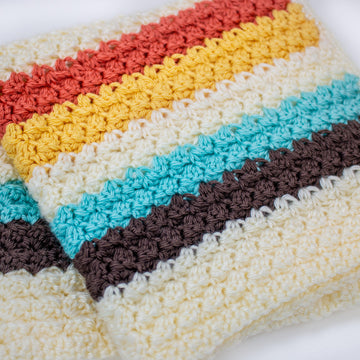Modern Fall Wattle Stitch Crochet Blanket