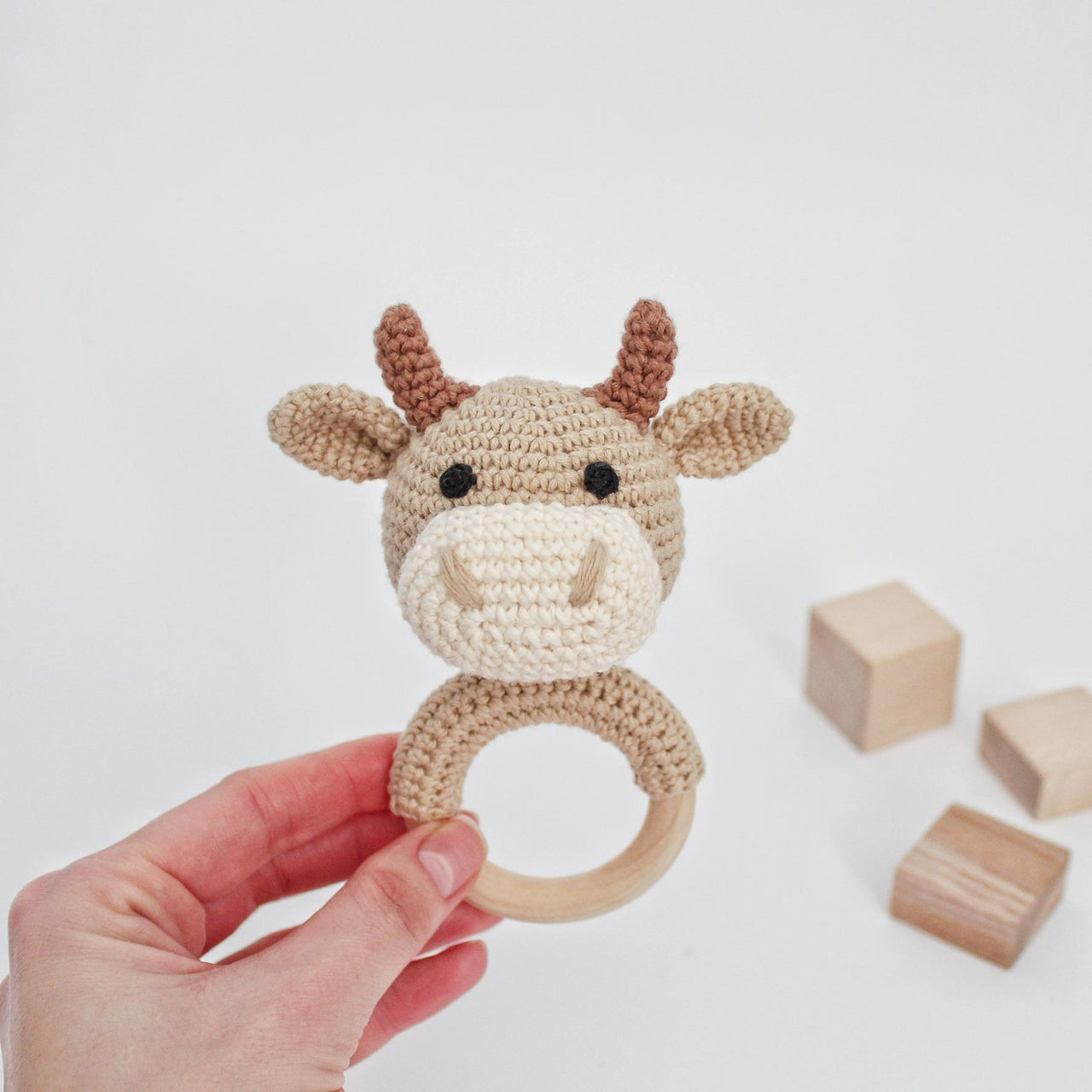 Bull crochet pattern rattle Sensory toy cow Amigurumi pattern farm animal