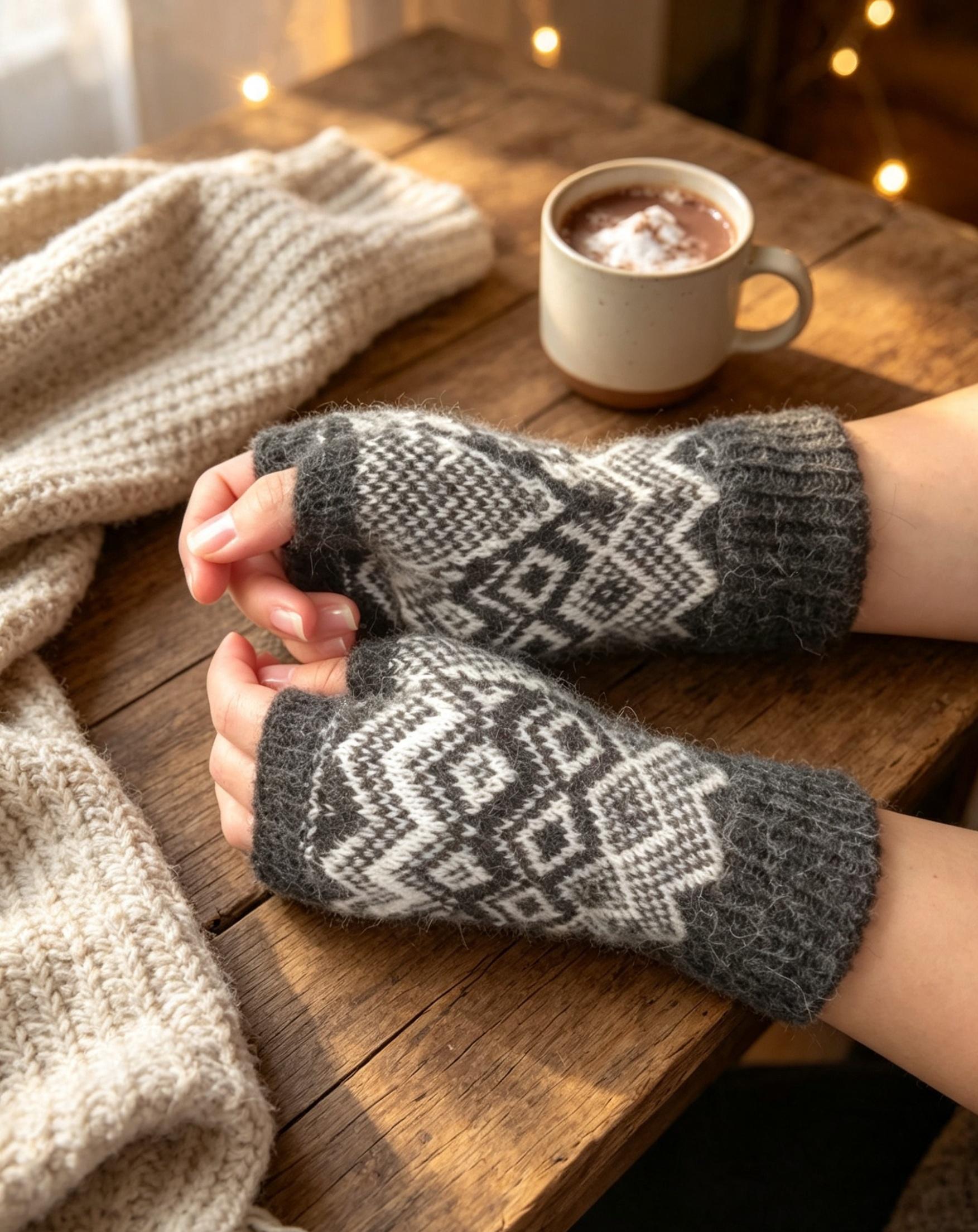 Supersoft Alpaca Geometric Mitts