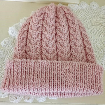 Easy Lace Cable Hat Womens Mens Unisex Straight Needles