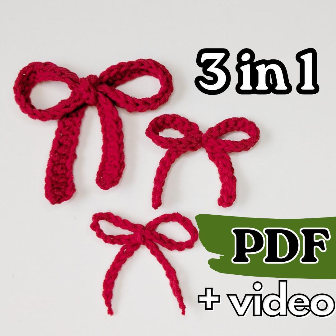 Crochet Bow 3 in 1 Pattern, Simple Hair Accessories