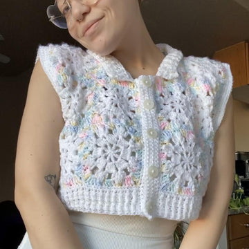 Sunshine in Winter Snowflake Squares Vest