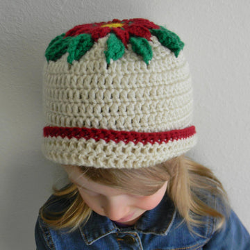 Poinsettia crochet hat