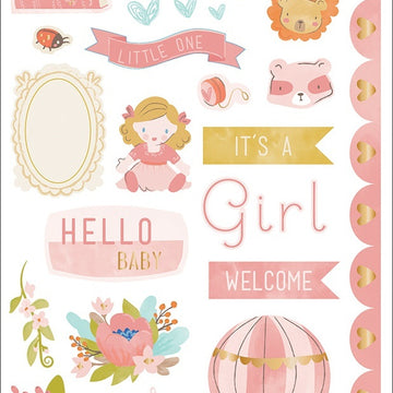 American Crafts Little Adventurer Cardstock Stickers 5.5"X12" 2/Pkg - Girl Accents & Phrases W/Foil