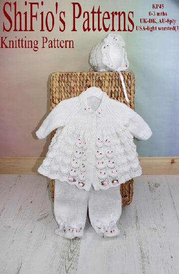 Knitting Pattern baby jacket, hat and leggings UK & USA Terms #45