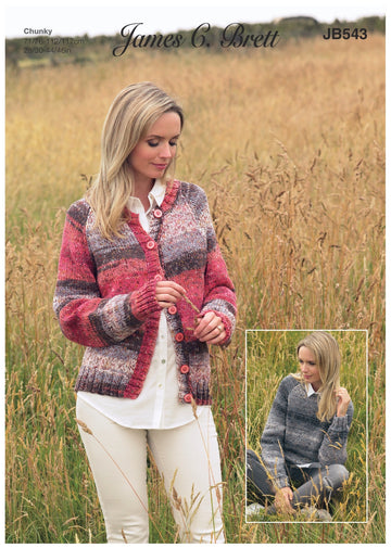 Cardigan & Sweater in James C. Brett Mojo Magic Chunky - JB543 - Leaflet
