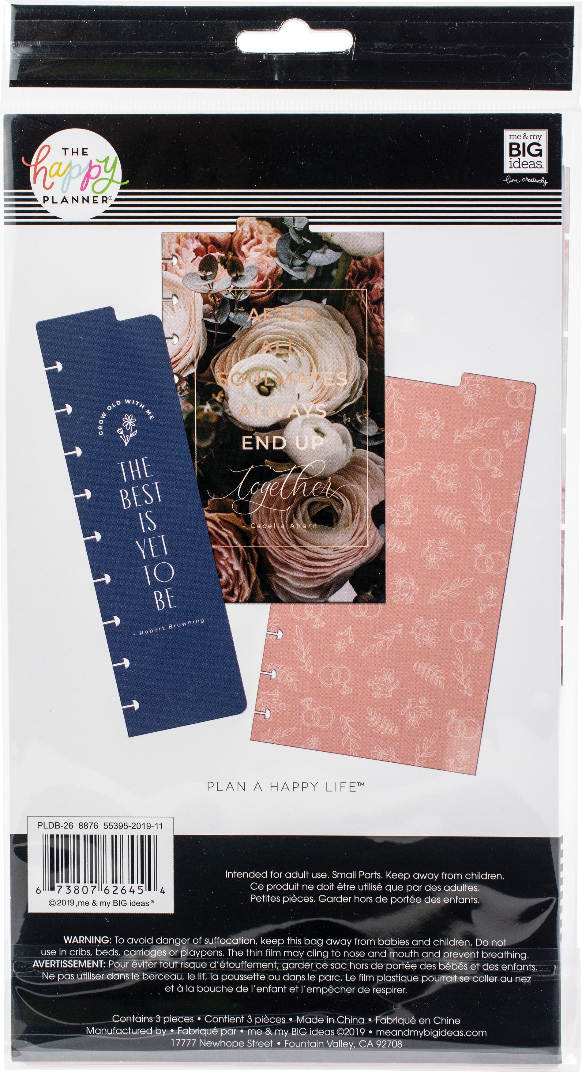 Happy Planner Dashboards 10.87"X5.87" 3/Pkg - Wedding