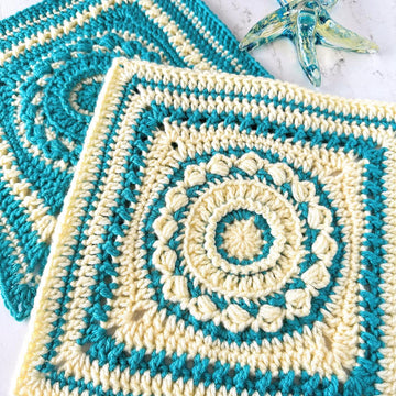 Crochet Square Block Ocean Foam