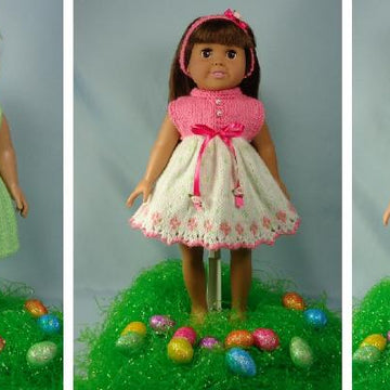 Easter Dresses, Knitting Patterns fit American Girl and other 18-Inch Dolls