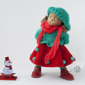 Turquoise and Scarlet outfit  for 13-14 inch dolls