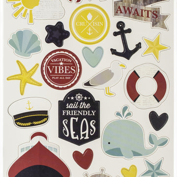 Simple Stories Cruisin' Chipboard Stickers 6"X12" - 564523