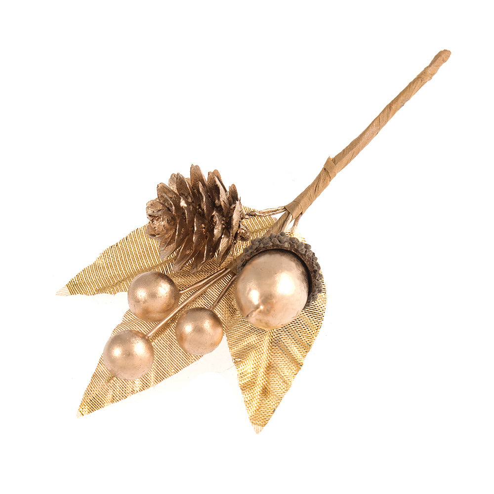 Groves Pick: Acorn & Berry: 12 x 1 Stem: Gold