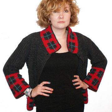 Crochet Jacket with Tartan Borders