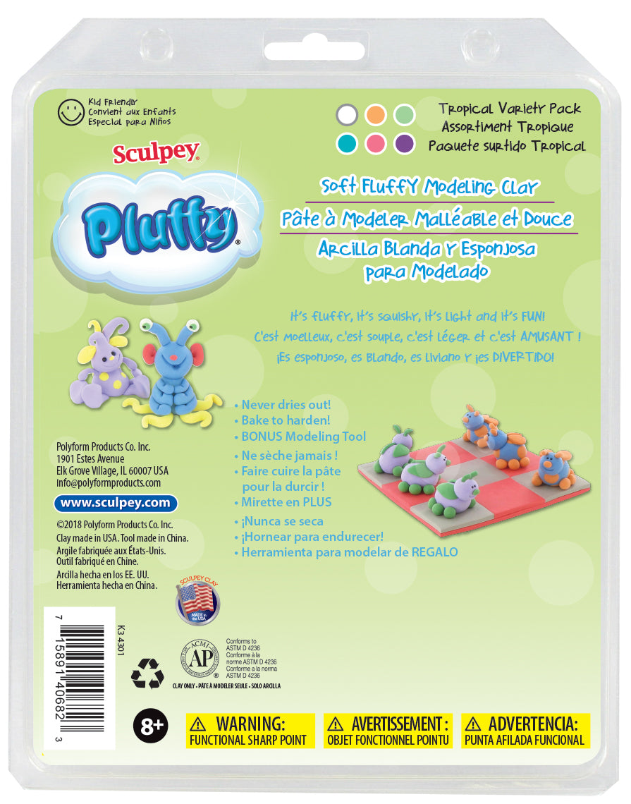 Polyform Sculpey Pluffy Clay 1oz 6/Pkg - Tropical