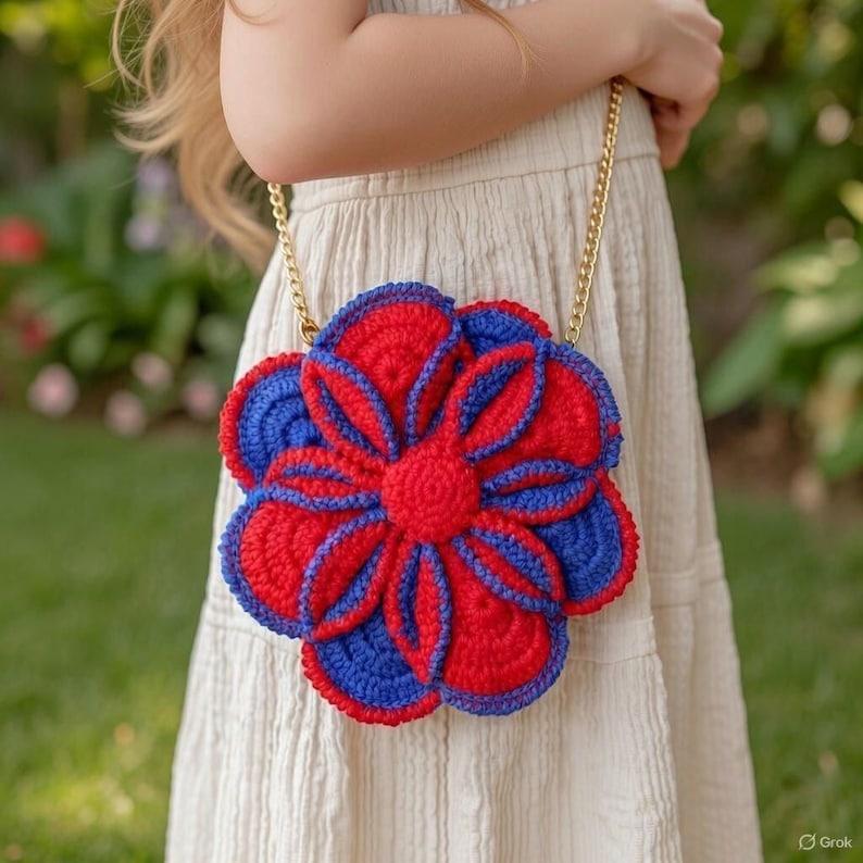 Crochet 3D Flower Bag Pattern – Layered Handbag PDF + Video Tutorial