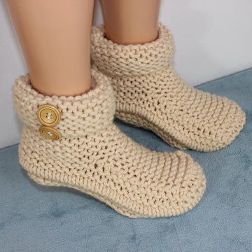 Mens Super Chunky 2 Button Cuff Slipper Boots