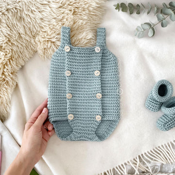 5 sizes - BUTTONY Crochet Romper Pattern
