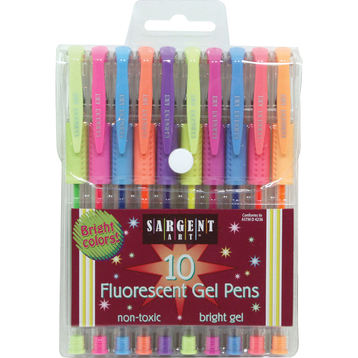 Sargent Art Fluorescent Gel Pen Set 10/Pkg - Assorted