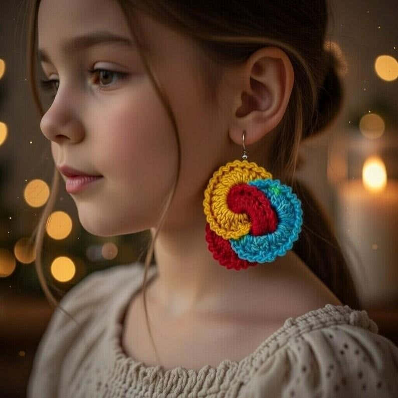 Crochet Circle Earrings Pattern – Jewelry PDF + Video Tutorial