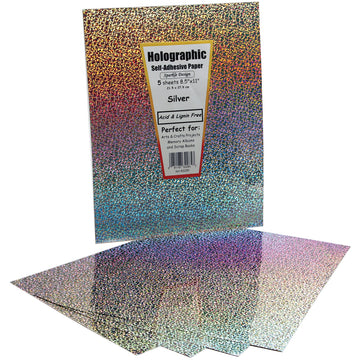 Hygloss Self-Adhesive Specialty Paper 8.5"X11" 5/Pkg - Silver Holographic