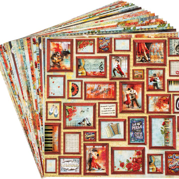 Ciao Bella Double-Sided Paper Pack 90lb 6"X6" 24/Pkg - Tango, 12 Designs/2 Each