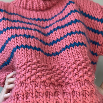 Spring Bloom Stripped Half-Sleeve Textured Jumper
