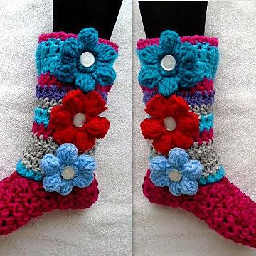 875 Colorful Puff Flower Slippers