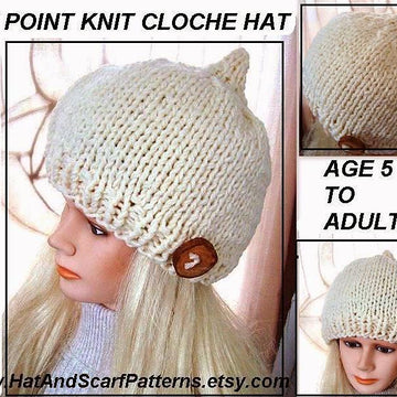 646 PIXIE POINT KNIT CLOCHE HAT, AGE 5 TO ADULT