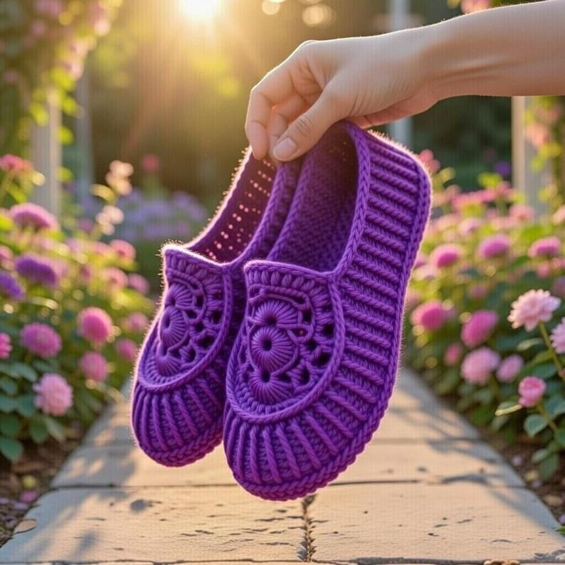 Women’s Crochet Slippers Pattern – Adult House Slippers PDF + Video Tutorial