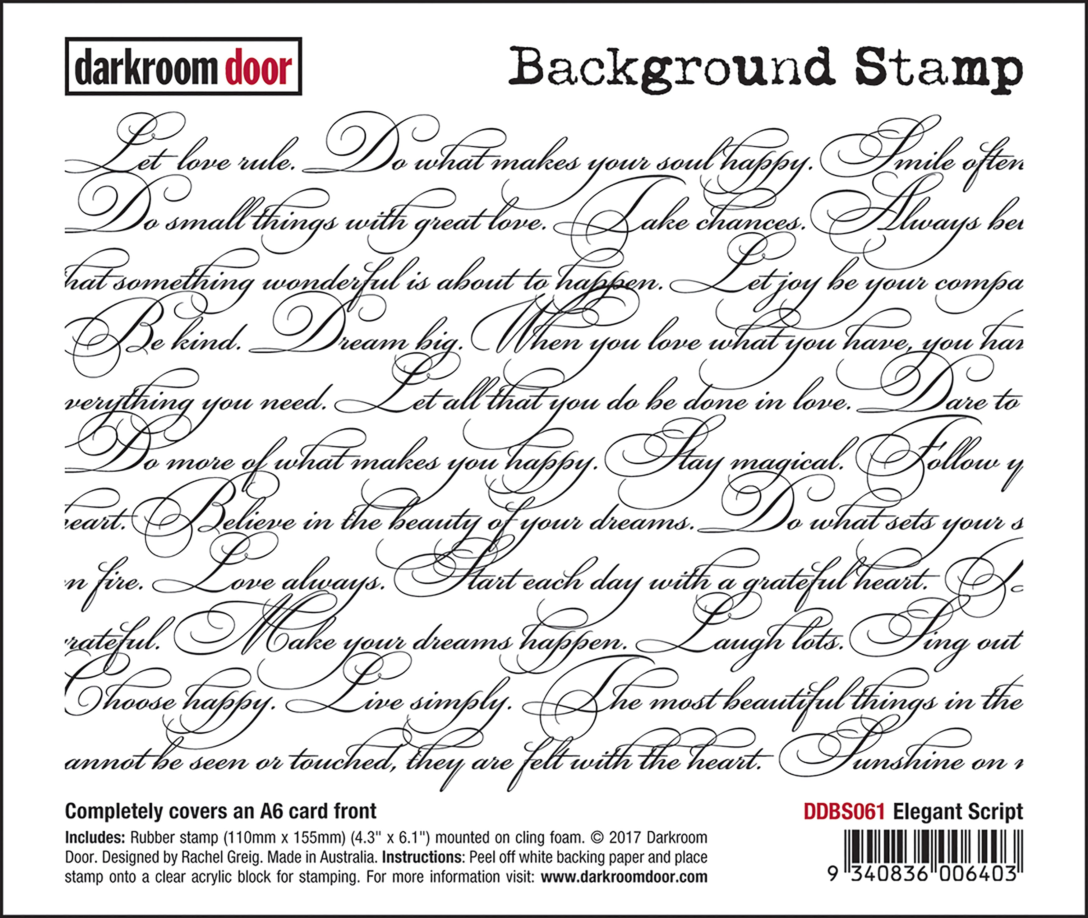 Darkroom Door Background Cling Stamp 4"X6" - Elegant Script