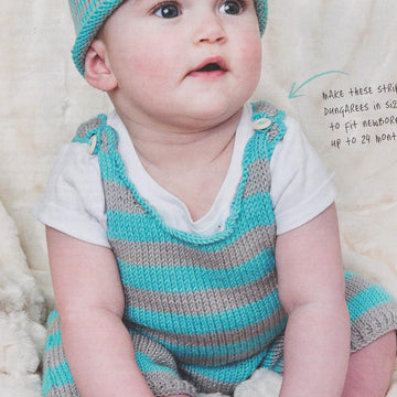 Little stripes Baby Dungarees and Hat