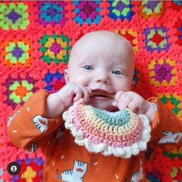 Rainbow and clouds teether