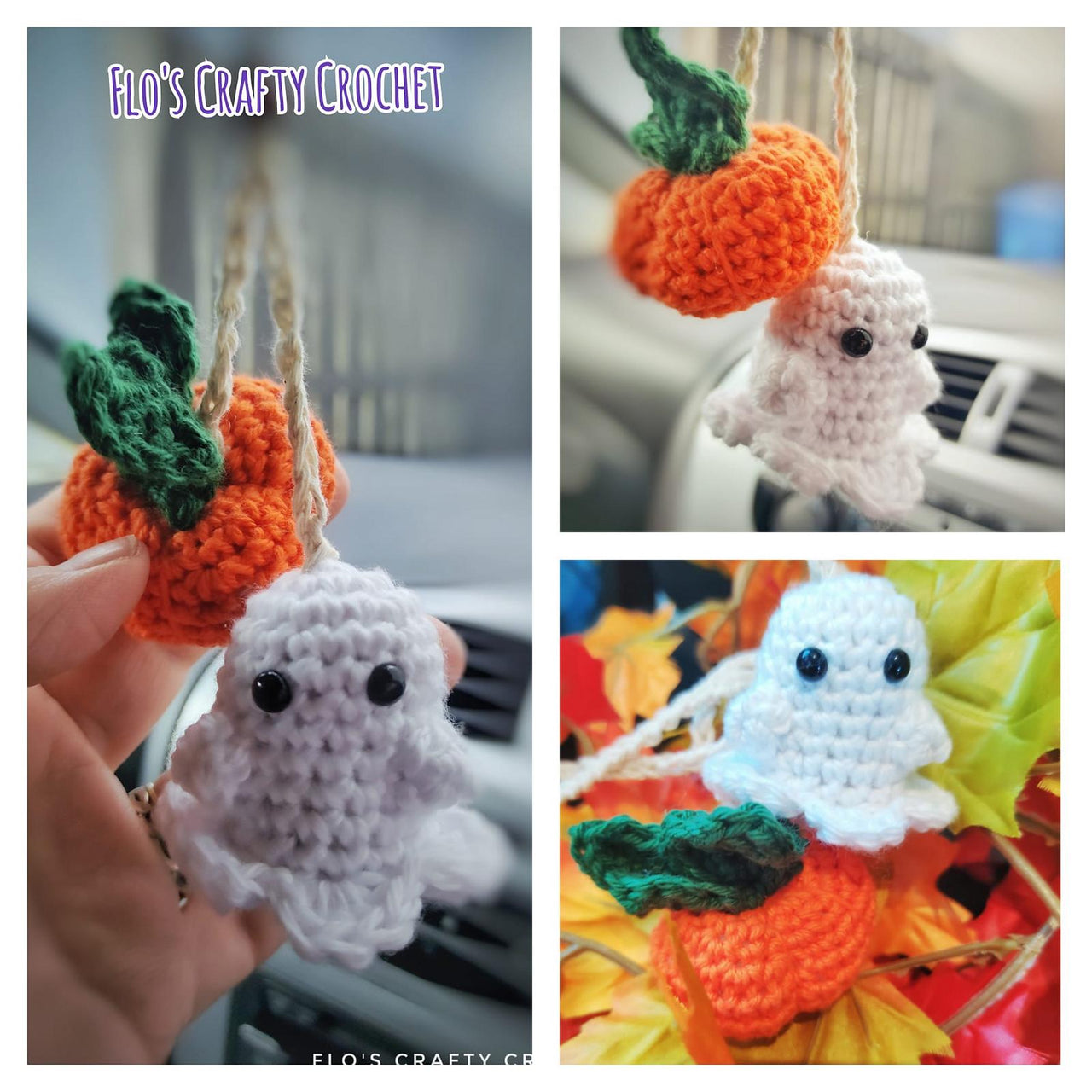 Ghost Pumpkin Car Mirror Hanger