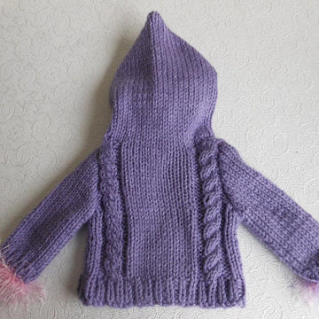 Faux Fur Hooded jacket, PDF Doll clothes knitting pattern, fits Amaerican Girl Doll and 18 inch dolls