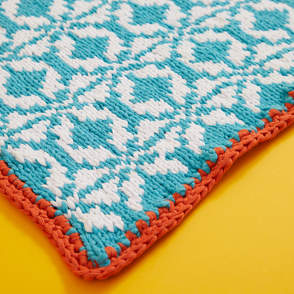 "Funky Fairisle Wall Hanging" - Free Wall Hanging Knitting Pattern For Home in Paintbox Yarns Recycled Ribbon by Paintbox Yarns