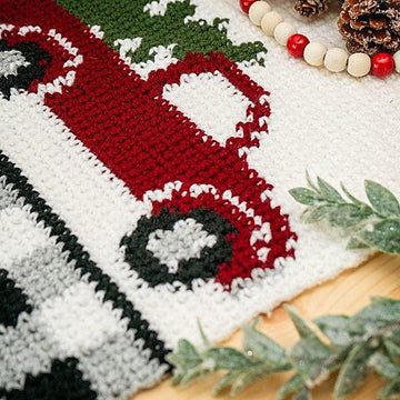 Red Christmas Truck Table Runner
