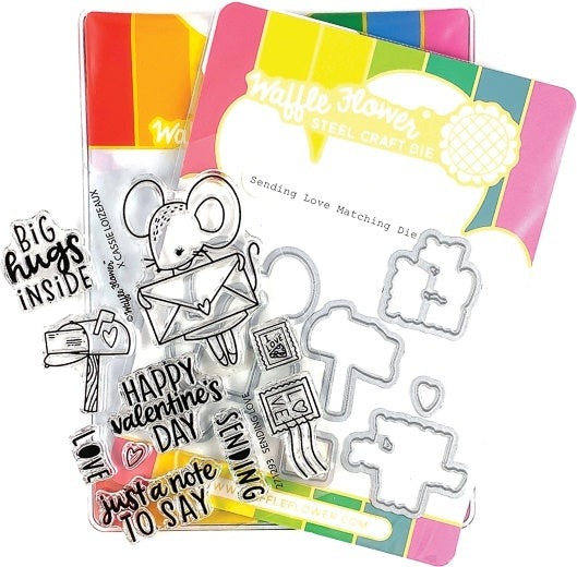 Waffle Flower Crafts Waffle Flower Stamp & Die Set - Sending Love