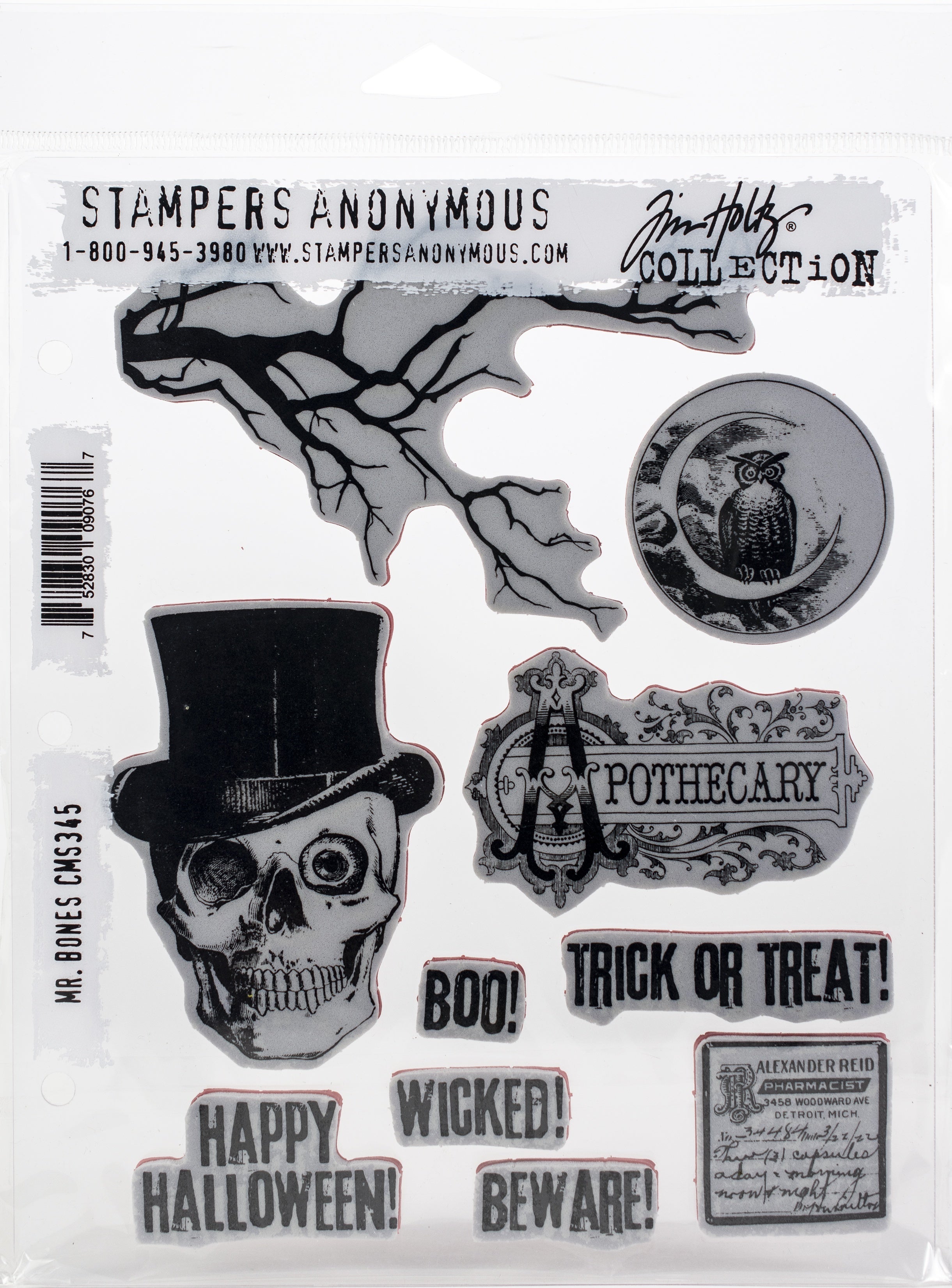 Stampers Anonymous Tim Holtz Cling Stamps 7"X8.5" - Mr. Bones
