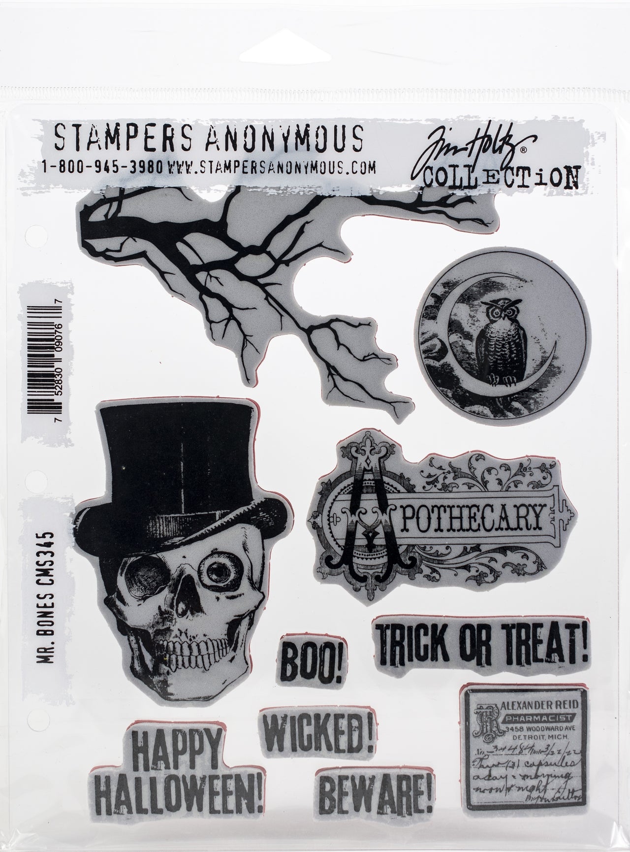Stampers Anonymous Tim Holtz Cling Stamps 7"X8.5" - Mr. Bones